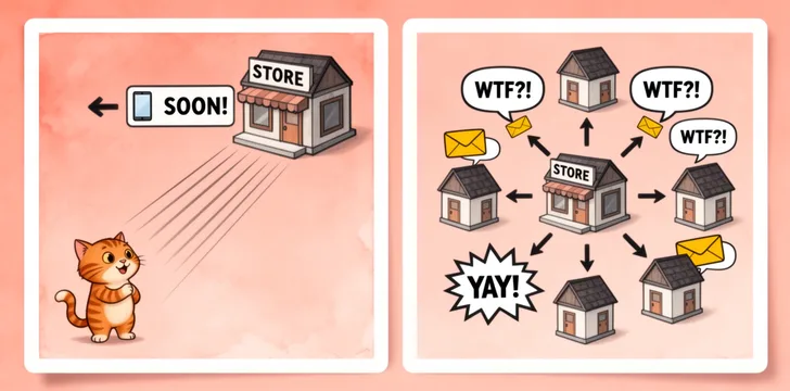 Visiting store vs. sending spam